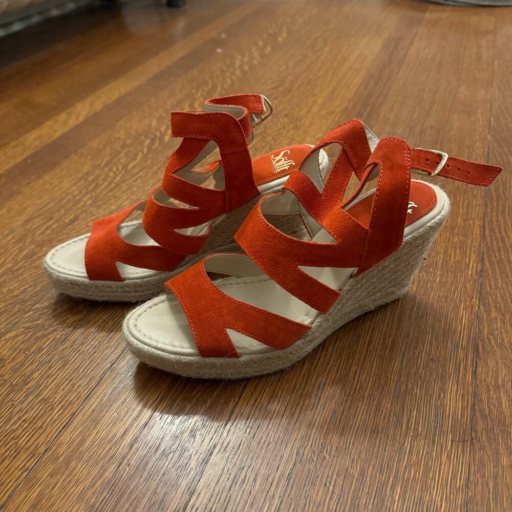 Söfft Strappy Wedges, Size 9, Burnt Orange color